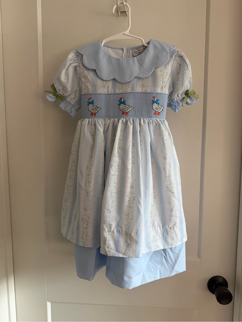 Classic Light Blue Smocked Duck Girls' Formal Dress